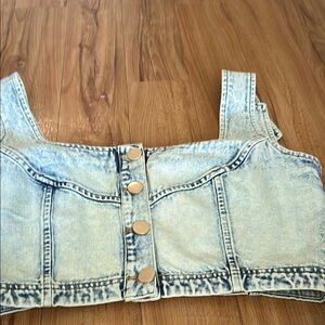 Light Blue Denim Women's Crop Top